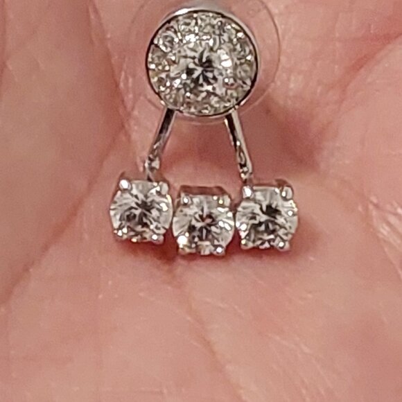 SWAROVSKI SILVER-TONE CRYSTAL EARRING JACKETS W STUD EARRINGS NEW CONDITION 2015 - Picture 11 of 11